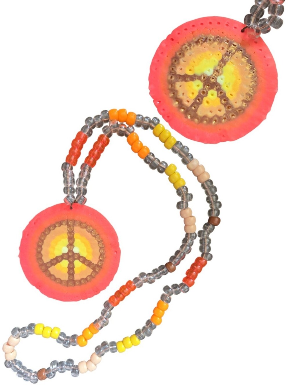 Handmade Perler Bead Peace Sign Necklace